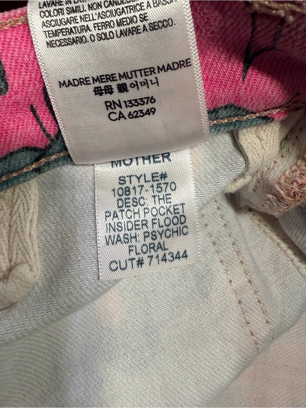 MOTHER The Patch Pocket Insider Flood Psychic Floral Crop Jeans 24 - Picture 2 of 10